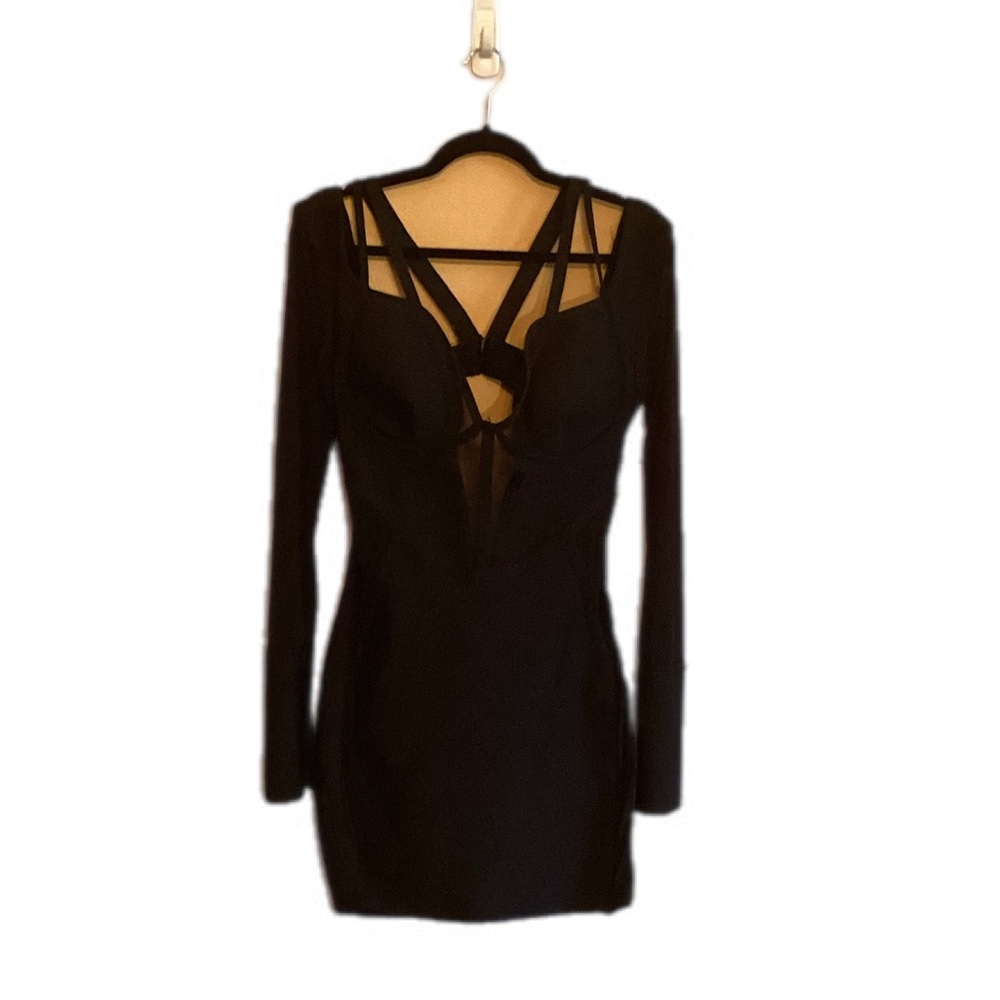 Black Bandeau Mini Bodycon Dress
